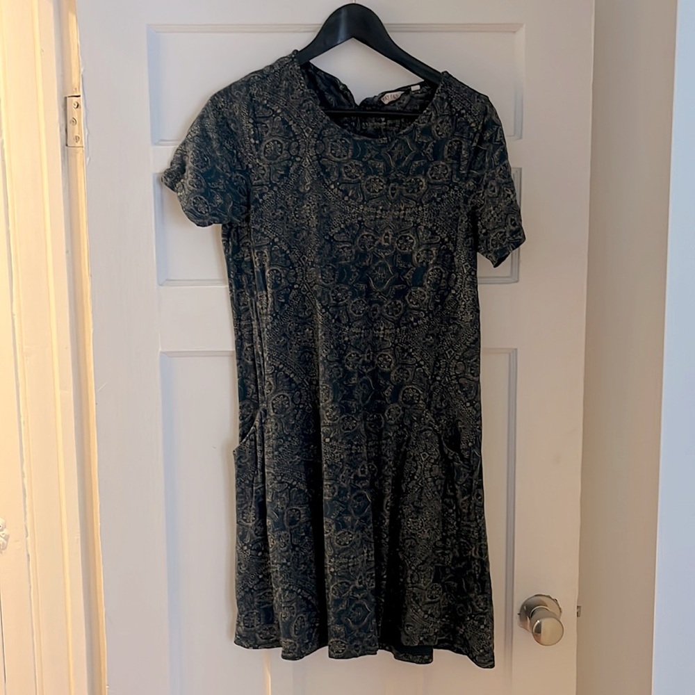 Fat face Simone dress blue and gold dress